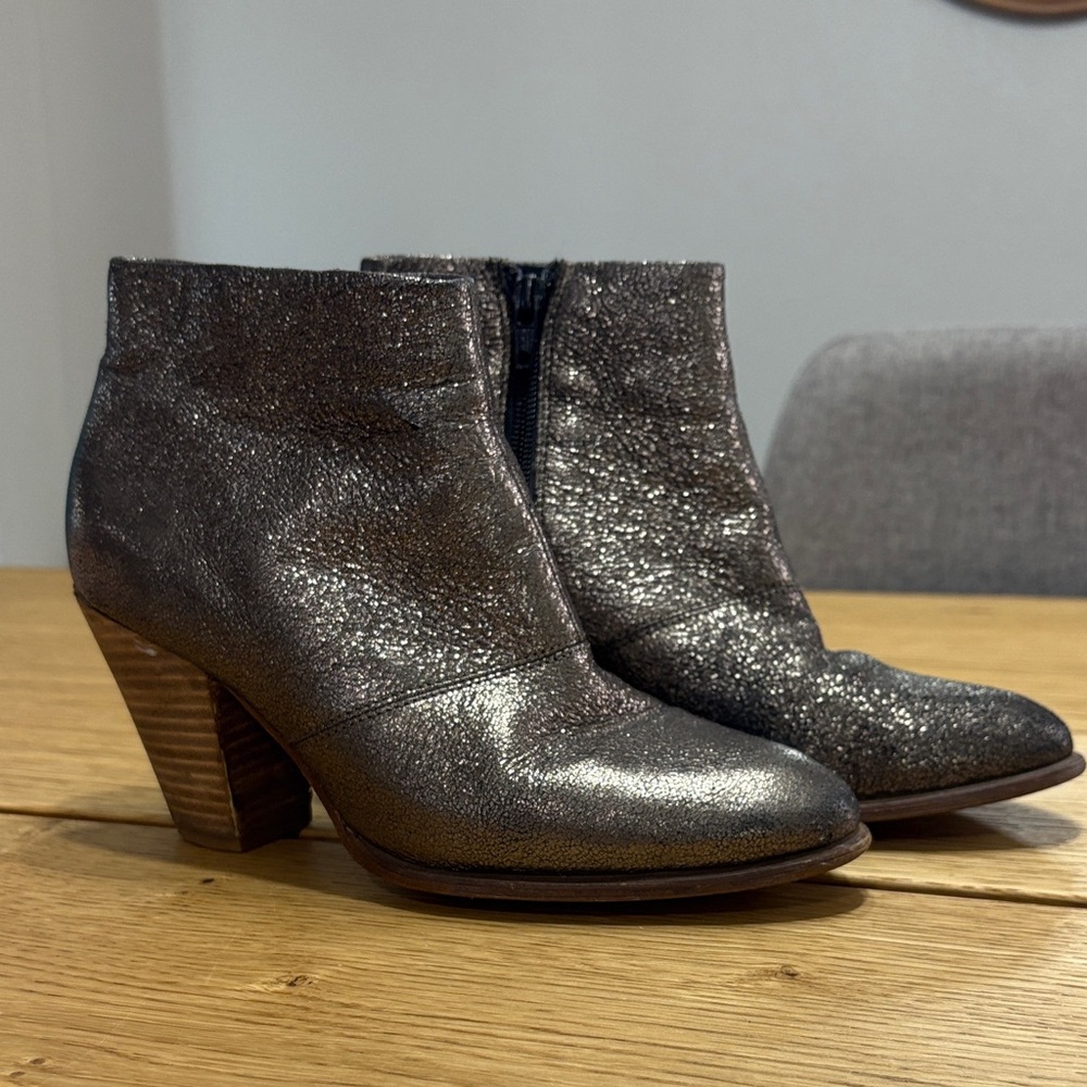 Aldo Shimmering Silver Ankle Booties
